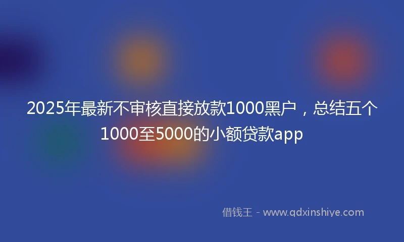 2025年最新不审核直接放款1000黑户，总结五个1000至5000的小额贷款app
