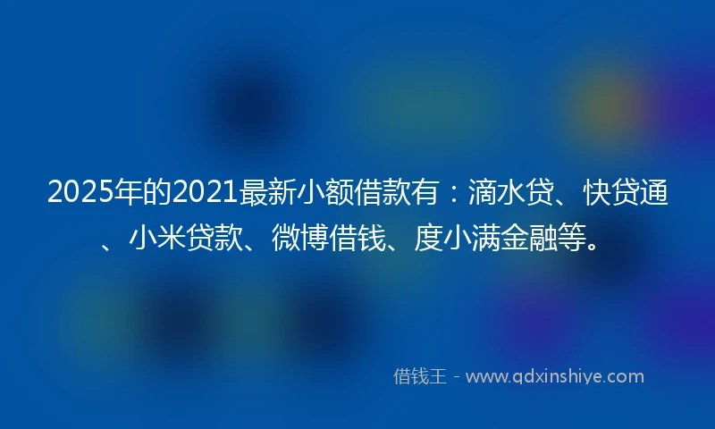 2025年的2021最新小额借款有：滴水贷、快贷通、小米贷款、微博借钱、度小满金融等。