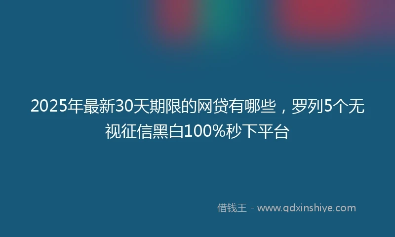 2025年最新30天期限的网贷有哪些，罗列5个无视征信黑白100%秒下平台