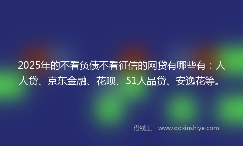 2025年的不看负债不看征信的网贷有哪些有：人人贷、京东金融、花呗、51人品贷、安逸花等。