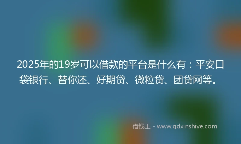 2025年的19岁可以借款的平台是什么有：平安口袋银行、替你还、好期贷、微粒贷、团贷网等。