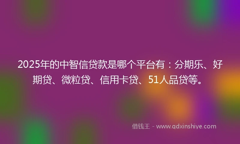 2025年的中智信贷款是哪个平台有：分期乐、好期贷、微粒贷、信用卡贷、51人品贷等。