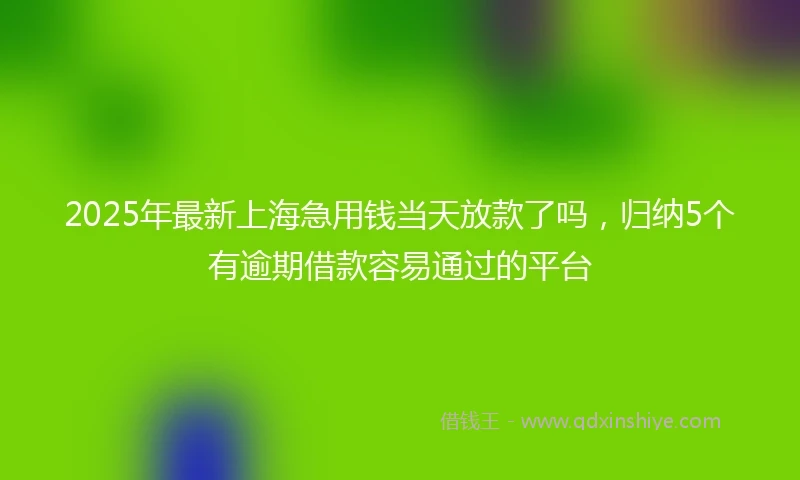 2025年最新上海急用钱当天放款了吗，归纳5个有逾期借款容易通过的平台