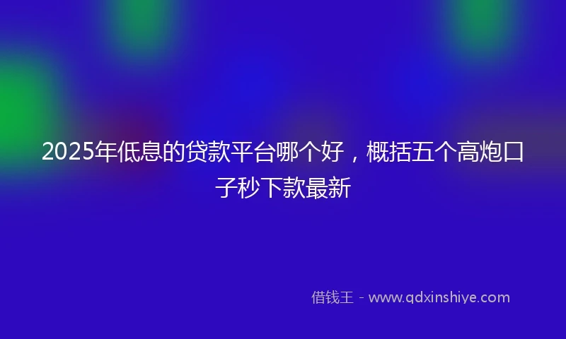 2025年低息的贷款平台哪个好，概括五个高炮口子秒下款最新