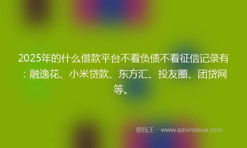 2025年的什么借款平台不看负债不看征信记录有：融逸花、小米贷款、东方汇、投友圈、团贷网等。
