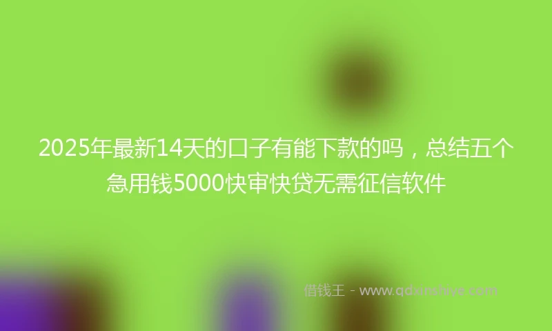 2025年最新14天的口子有能下款的吗，总结五个急用钱5000快审快贷无需征信软件