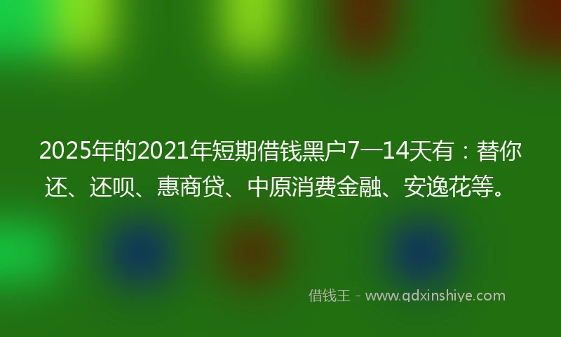 2025年的2021年短期借钱黑户7一14天有：替你还、还呗、惠商贷、中原消费金融、安逸花等。