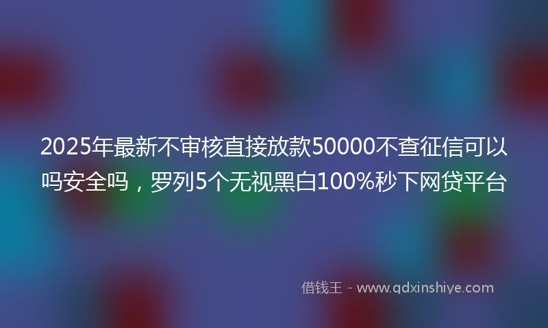2025年最新不审核直接放款50000不查征信可以吗安全吗，罗列5个无视黑白100%秒下网贷平台