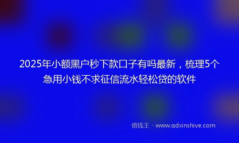 2025年小额黑户秒下款口子有吗最新，梳理5个急用小钱不求征信流水轻松贷的软件