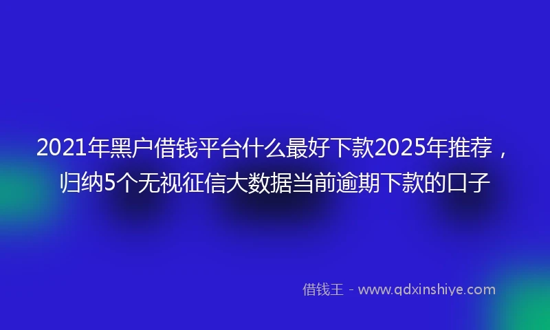 2021年黑户借钱平台什么最好下款2025年推荐，归纳5个无视征信大数据当前逾期下款的口子