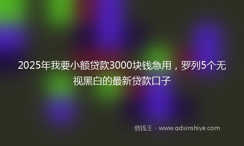 2025年我要小额贷款3000块钱急用，罗列5个无视黑白的最新贷款口子