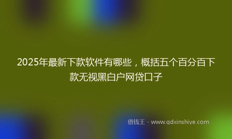 2025年最新下款软件有哪些，概括五个百分百下款无视黑白户网贷口子