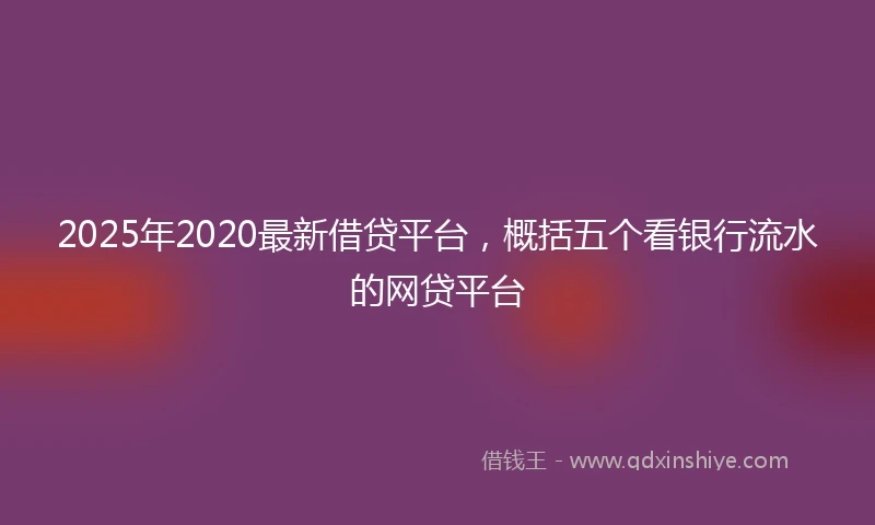 2025年2020最新借贷平台，概括五个看银行流水的网贷平台