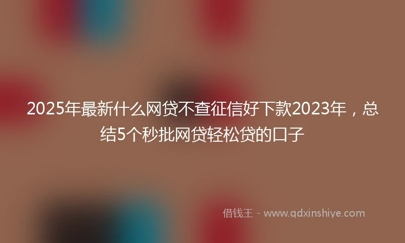 2025年最新什么网贷不查征信好下款2023年，总结5个秒批网贷轻松贷的口子