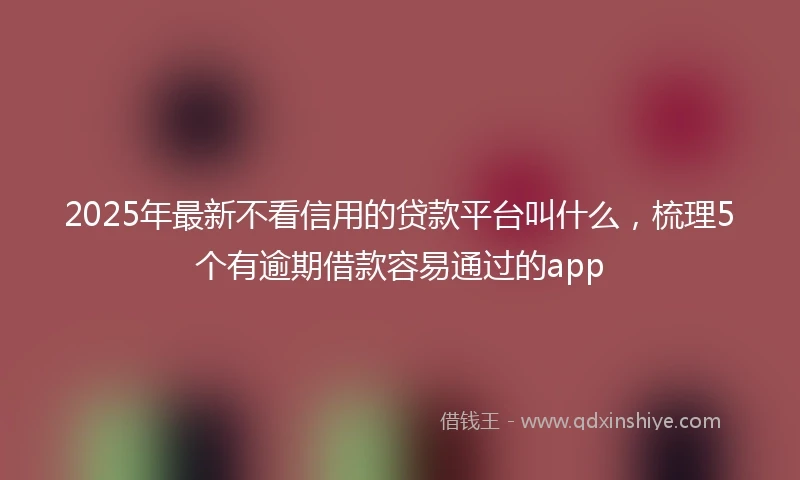 2025年最新不看信用的贷款平台叫什么，梳理5个有逾期借款容易通过的app