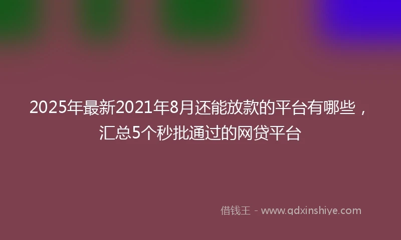 2025年最新2021年8月还能放款的平台有哪些，汇总5个秒批通过的网贷平台