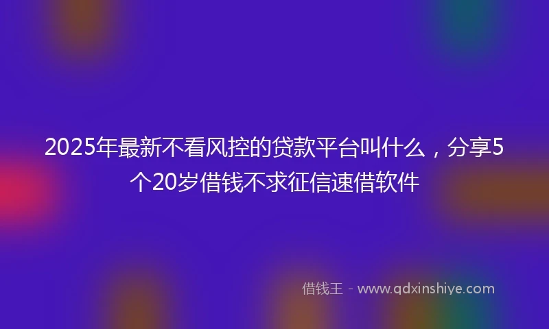 2025年最新不看风控的贷款平台叫什么，分享5个20岁借钱不求征信速借软件