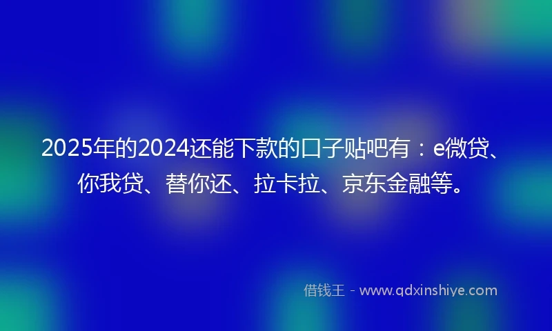 2025年的2024还能下款的口子贴吧有：e微贷、你我贷、替你还、拉卡拉、京东金融等。