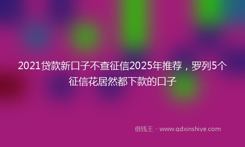 2021贷款新口子不查征信2025年推荐，罗列5个征信花居然都下款的口子