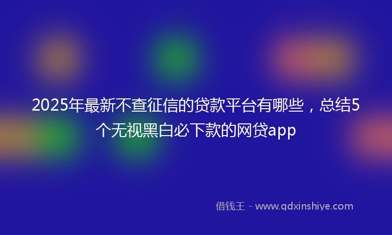 2025年最新不查征信的贷款平台有哪些，总结5个无视黑白必下款的网贷app