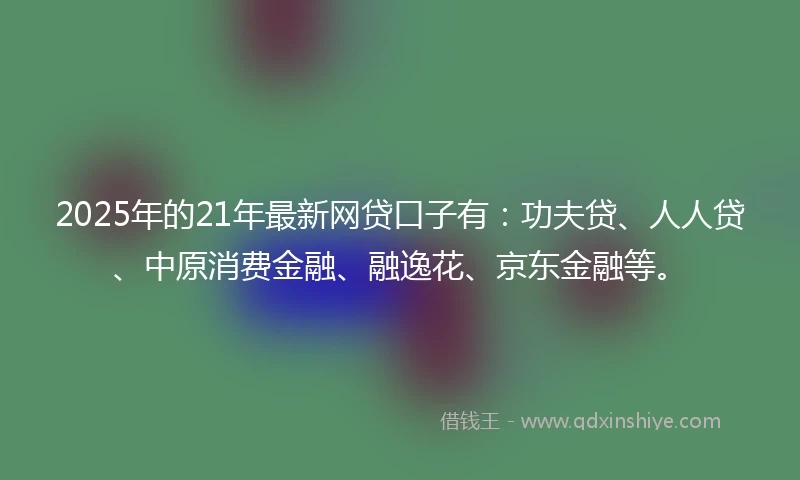 2025年的21年最新网贷口子有：功夫贷、人人贷、中原消费金融、融逸花、京东金融等。