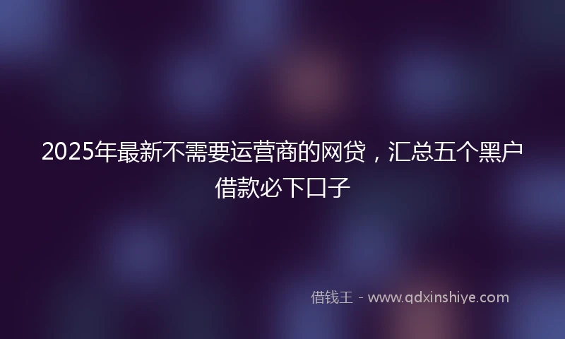 2025年最新不需要运营商的网贷，汇总五个黑户借款必下口子