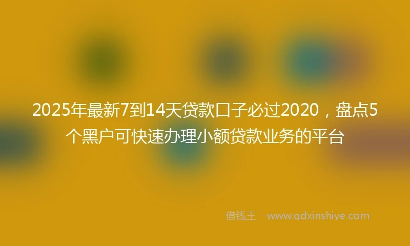 2025年最新7到14天贷款口子必过2020，盘点5个黑户可快速办理小额贷款业务的平台