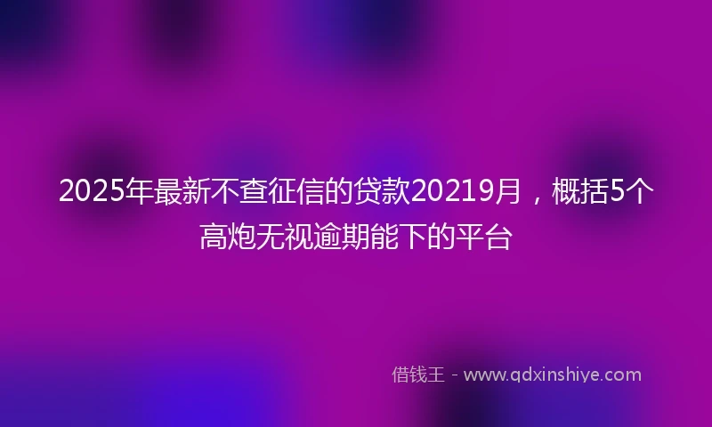 2025年最新不查征信的贷款20219月，概括5个高炮无视逾期能下的平台