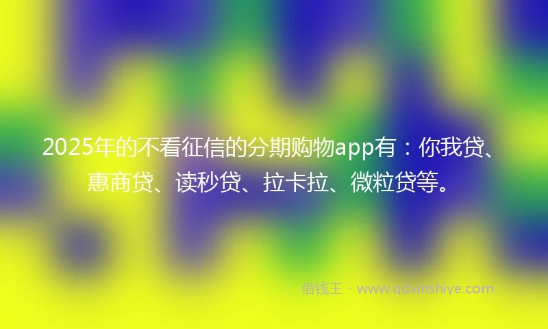 2025年的不看征信的分期购物app有：你我贷、惠商贷、读秒贷、拉卡拉、微粒贷等。