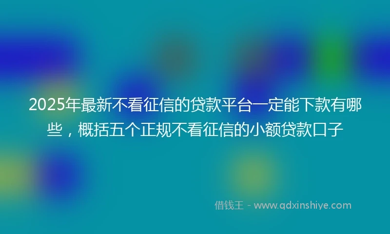 2025年最新不看征信的贷款平台一定能下款有哪些，概括五个正规不看征信的小额贷款口子