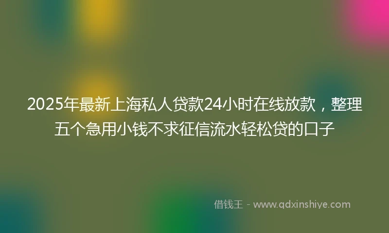 2025年最新上海私人贷款24小时在线放款，整理五个急用小钱不求征信流水轻松贷的口子