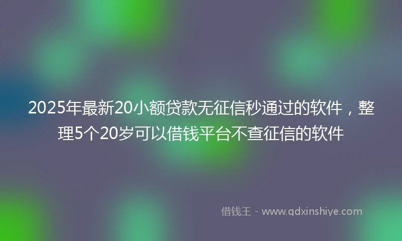 2025年最新20小额贷款无征信秒通过的软件，整理5个20岁可以借钱平台不查征信的软件