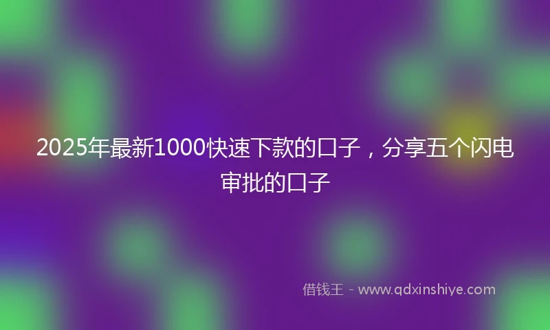 2025年最新1000快速下款的口子，分享五个闪电审批的口子