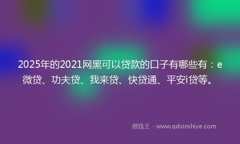 2025年的2021网黑可以贷款的口子有哪些有：e微贷、功夫贷、我来贷、快贷通、平安i贷等。