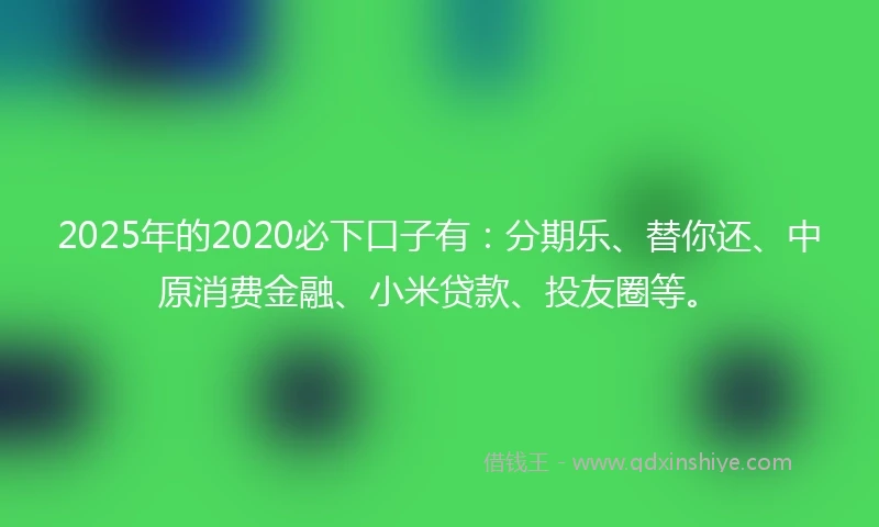 2025年的2020必下口子有：分期乐、替你还、中原消费金融、小米贷款、投友圈等。