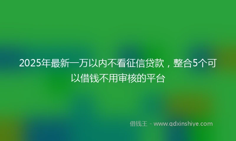 2025年最新一万以内不看征信贷款，整合5个可以借钱不用审核的平台