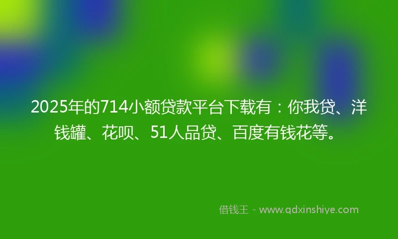 2025年的714小额贷款平台下载有：你我贷、洋钱罐、花呗、51人品贷、百度有钱花等。