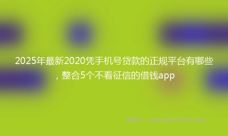 2025年最新2020凭手机号贷款的正规平台有哪些，整合5个不看征信的借钱app