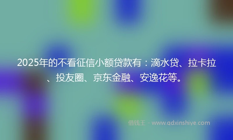 2025年的不看征信小额贷款有：滴水贷、拉卡拉、投友圈、京东金融、安逸花等。