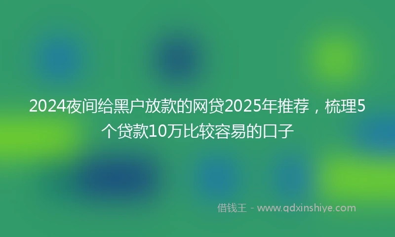 2024夜间给黑户放款的网贷2025年推荐，梳理5个贷款10万比较容易的口子
