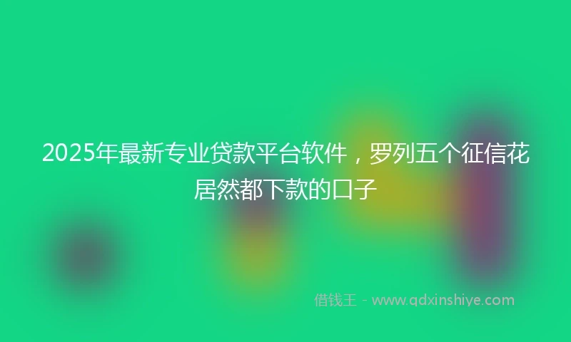 2025年最新专业贷款平台软件，罗列五个征信花居然都下款的口子