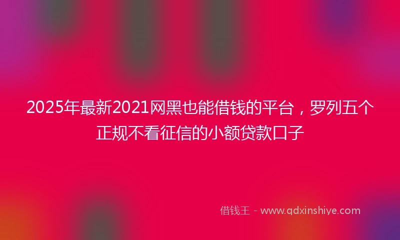 2025年最新2021网黑也能借钱的平台，罗列五个正规不看征信的小额贷款口子