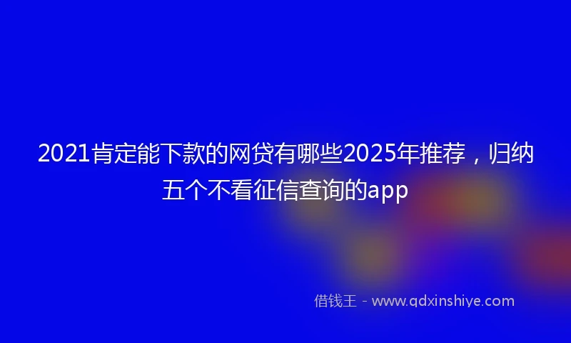 2021肯定能下款的网贷有哪些2025年推荐，归纳五个不看征信查询的app