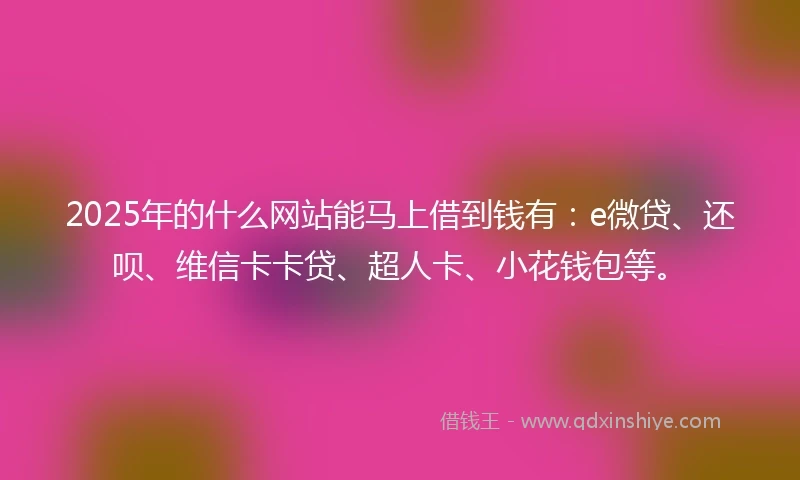 2025年的什么网站能马上借到钱有：e微贷、还呗、维信卡卡贷、超人卡、小花钱包等。