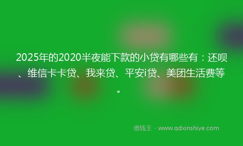 2025年的2020半夜能下款的小贷有哪些有：还呗、维信卡卡贷、我来贷、平安i贷、美团生活费等。