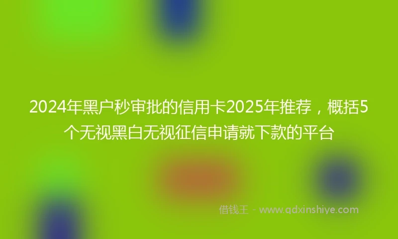 2024年黑户秒审批的信用卡2025年推荐，概括5个无视黑白无视征信申请就下款的平台