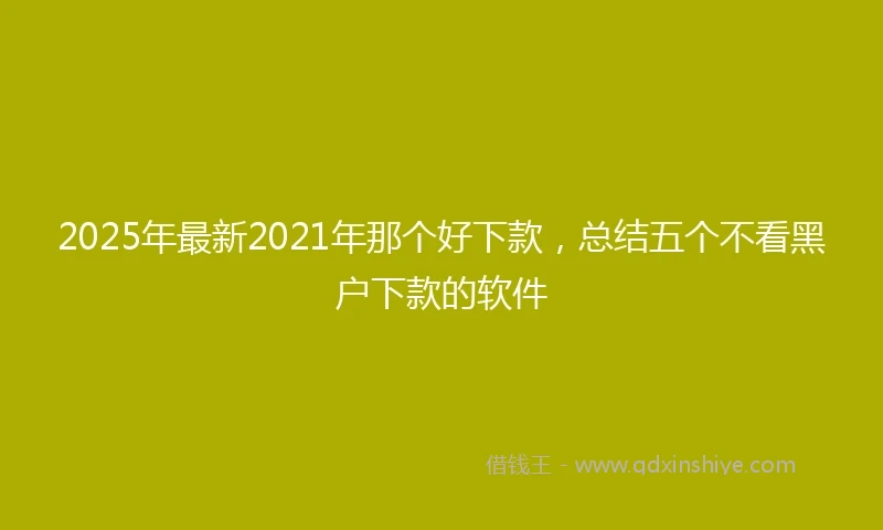 2025年最新2021年那个好下款，总结五个不看黑户下款的软件