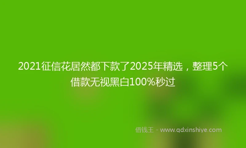 2021征信花居然都下款了2025年精选，整理5个借款无视黑白100%秒过