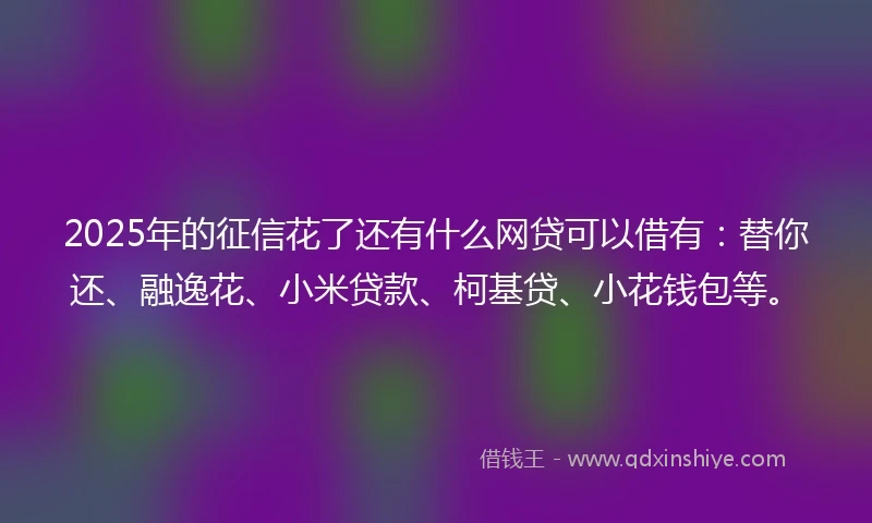 2025年的征信花了还有什么网贷可以借有：替你还、融逸花、小米贷款、柯基贷、小花钱包等。