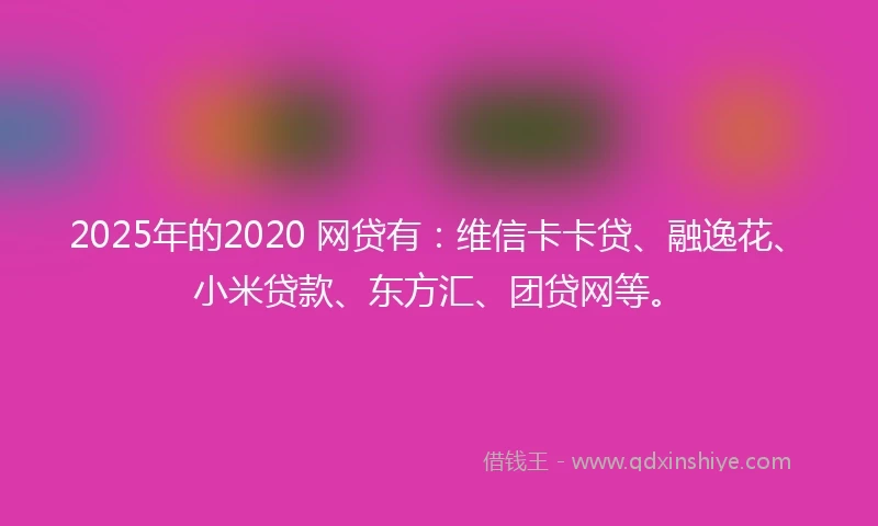 2025年的2020 网贷有：维信卡卡贷、融逸花、小米贷款、东方汇、团贷网等。